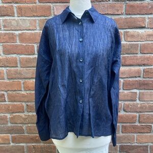 Eileen Fisher Linen Blend Button Down Shirt